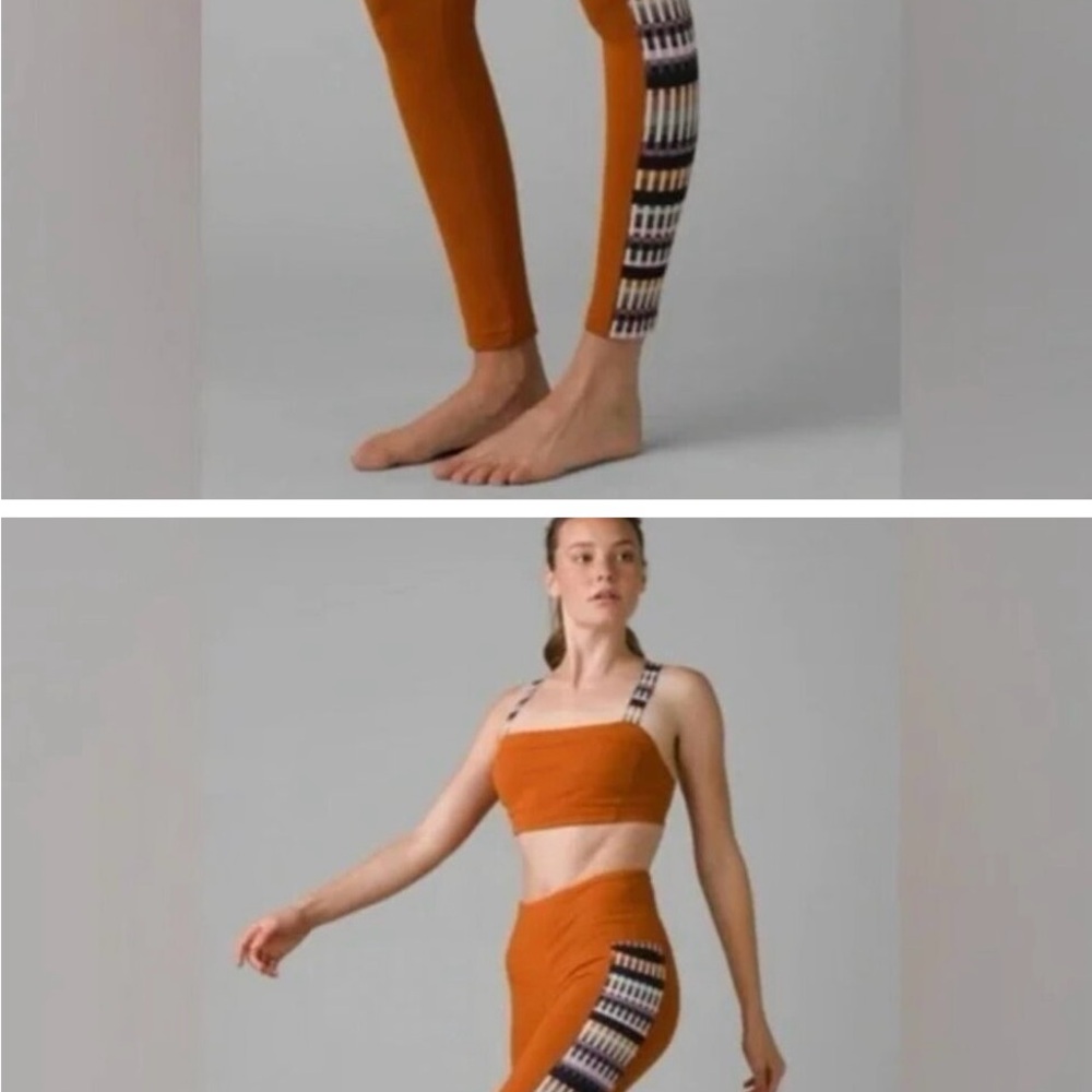 Prana Orange Patterned Leggings